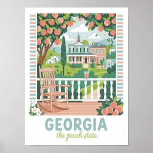 Georgia the Peach Staat USA Summer Travel Poster