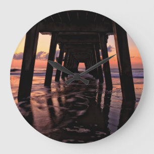 Georgia, Tybee Island, Pier At Tybee Island Große Wanduhr