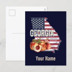 Georgia United Staaten Retro Staat Map Vintag USA Feiertagspostkarte