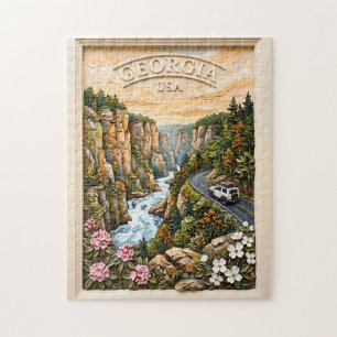 Georgia US Roadtrip Vintage 3D Texturlandschaft Puzzle