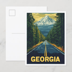 Georgia USA Art Vintag Illustration Travel Postkarte