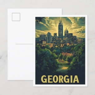 Georgia USA Art Vintag Illustration Travel Postkarte
