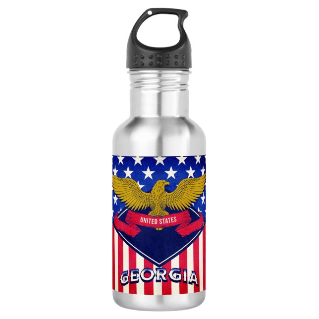 Georgia USA Flag Edelstahlflasche (Vorderseite)