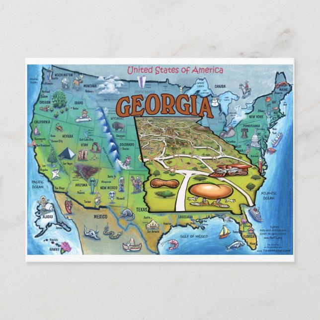 Georgia USA Map Postkarte (Vorderseite)