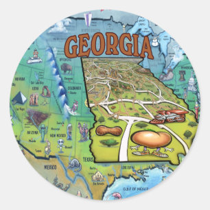 Georgia USA Map Runder Aufkleber