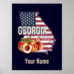 Georgia Vereinigte Staaten Retro-Staatskarte Vinta Poster