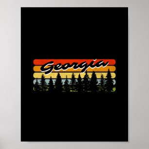 Georgia Wald Sonnenuntergang Bäume Hütte Thema And Poster