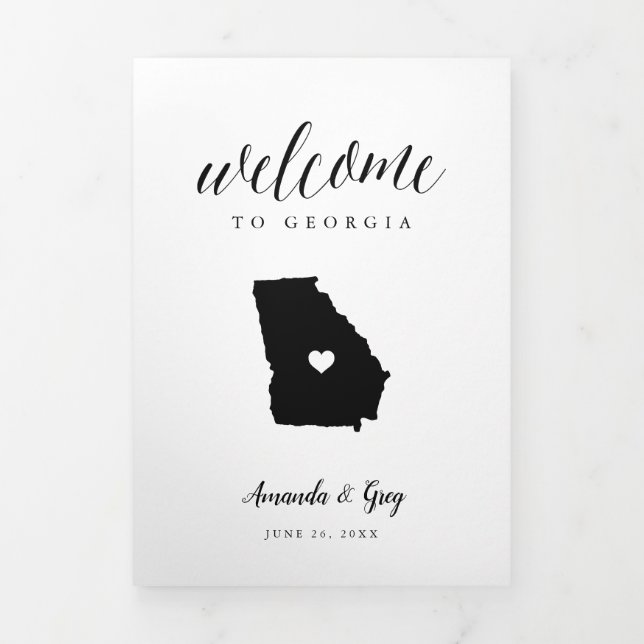 Georgia Wedding Welcome Letter & Tour Dreifach-gefaltete Programmkarte (Cover)