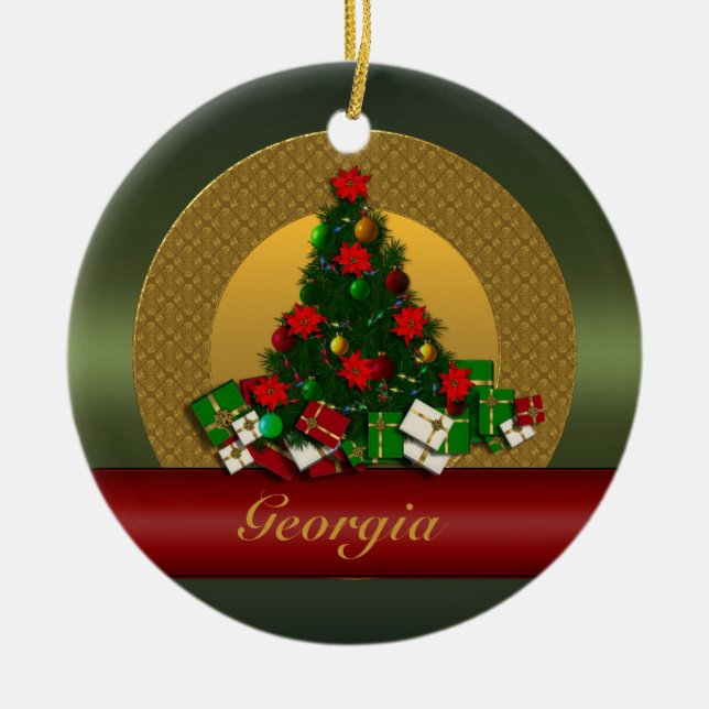 Georgia-Weihnachtsbaum-Verzierung Keramik Ornament (Vorne)