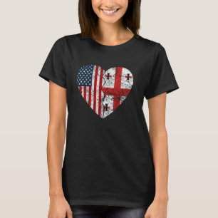 Georgian American Flags Heart United Staaten Georg T-Shirt