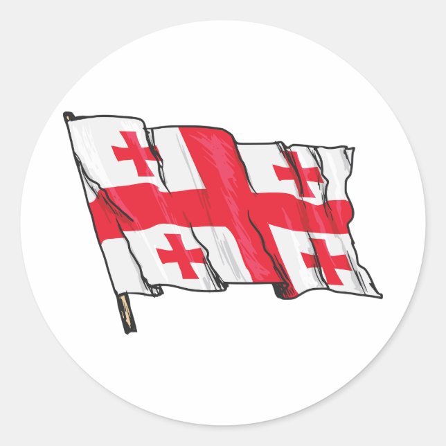 Georgian Flag Red and White Cross Runder Aufkleber (Vorderseite)