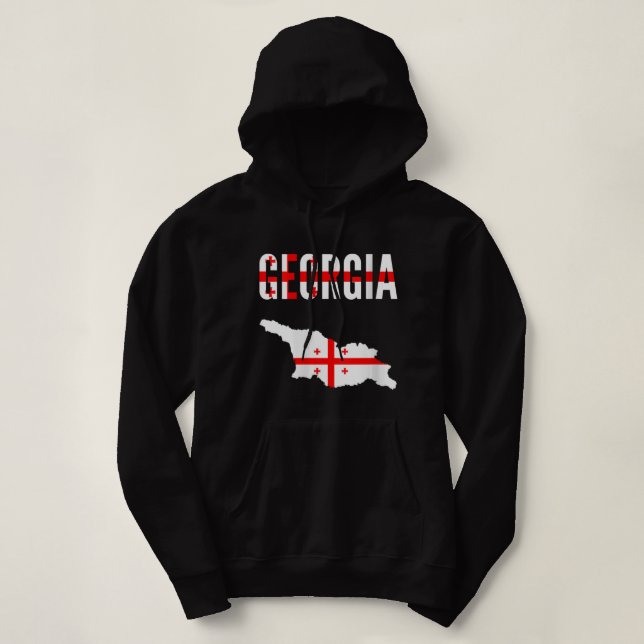 Georgian Georgia Country Map Flag Vneck.pnng Hoodie (Design vorne)