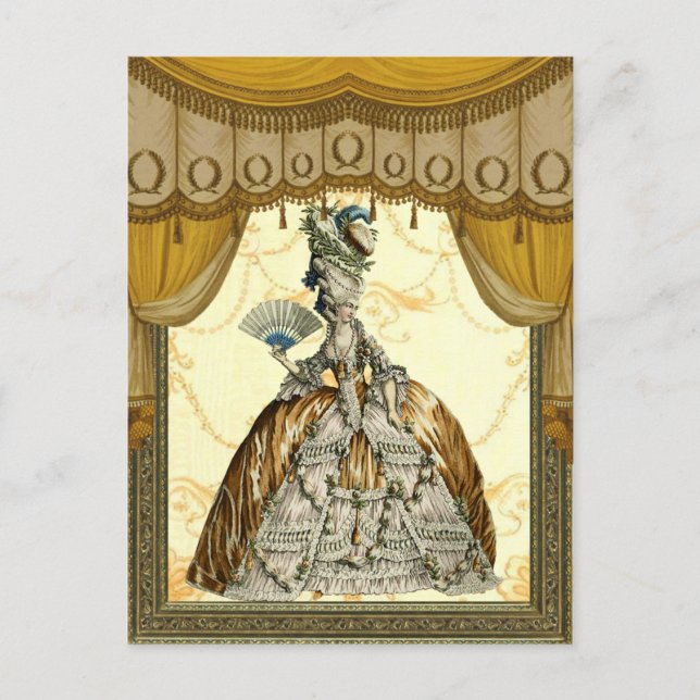 Georgian Lady mit einem Ventilator - Gold Postkarte (Vorderseite)