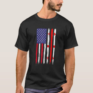 Georgian Roots Half American Flag Patriotic Georgi T-Shirt