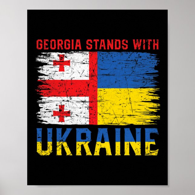 Georgian-ukrainian Flag Flag - Friendly Countries  Poster (Vorne)