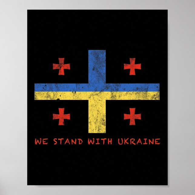 Georgian-ukrainian Flag - Friendly Countries  Poster (Vorne)