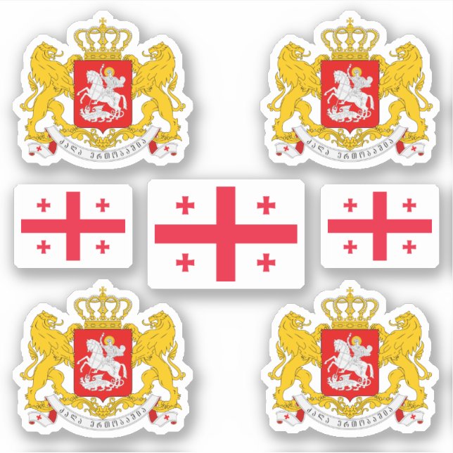 Georgianische Wappen und Flaggenaufkleber Aufkleber (Vorderseite)