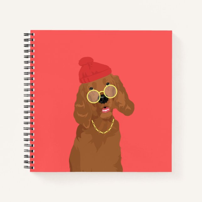 Georgie The Rapper Irish Setter Dog Notizbuch (Vorderseite)
