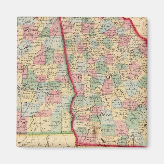 Georgien, Alabama Karte von Mitchell Magnet (Vorne)