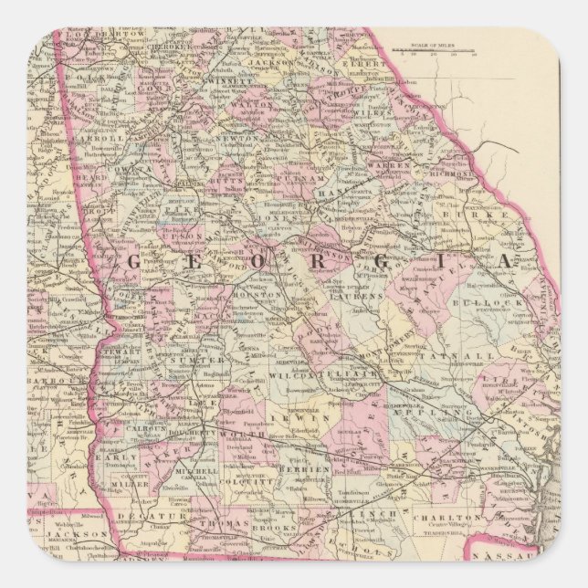 Georgien, Alabama Quadratischer Aufkleber (Vorderseite)