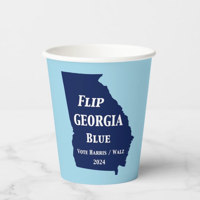 Georgien Blue im Jahr 2024 gedreht Pappbecher (Vorderseite)