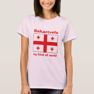 Georgien-Flagge + Karte + Text T-Shirt