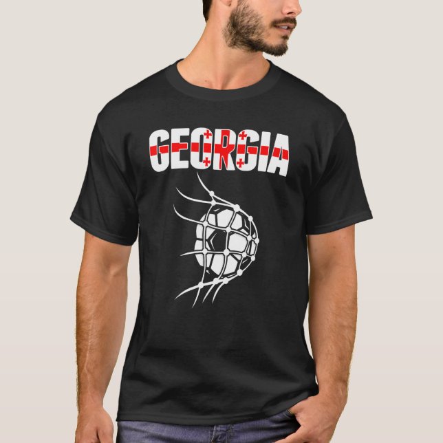 Georgien Fußball-Ball im Netz Unterstützung Georgi T-Shirt (Vorderseite)