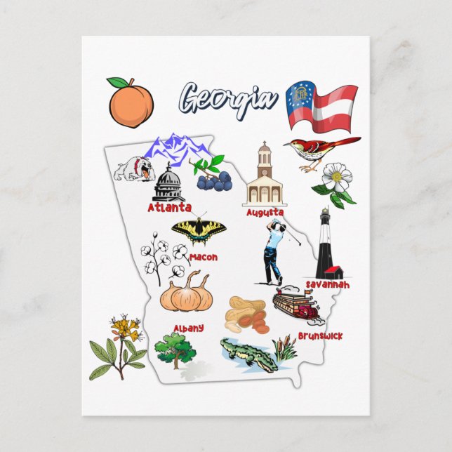 Georgien Karte mit touristischen Zielen (Vorderseite)