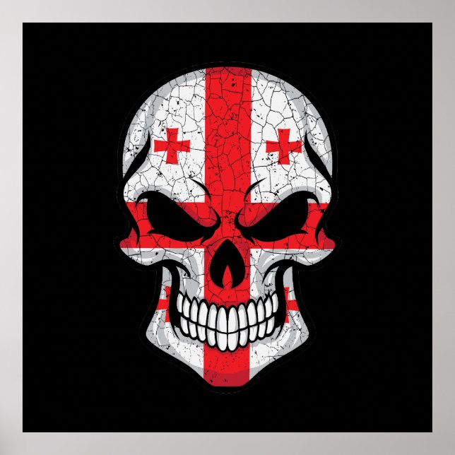 Georgien lächelt Schädelflagge Poster (Vorne)
