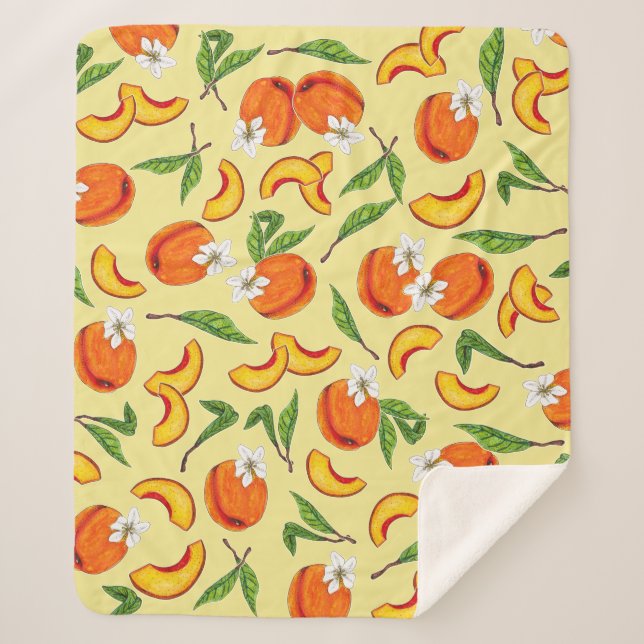 Georgien Pfirsiche & Pfirsichblüten Sherpadecke (Vorderseite)