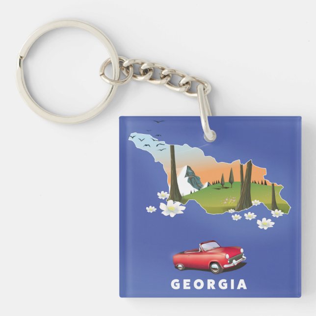 Georgien Reiseplakat Schlüsselanhänger (Vorderseite)