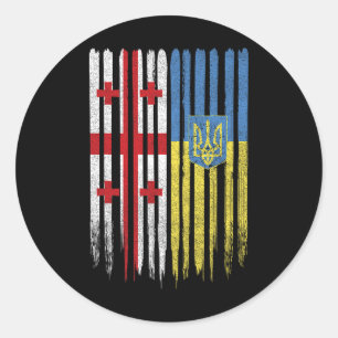 Georgien Ukraine Georgische Ukrainische Flagge Runder Aufkleber
