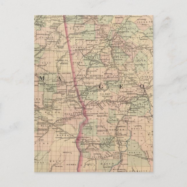 Georgien und Alabama Postkarte (Vorderseite)