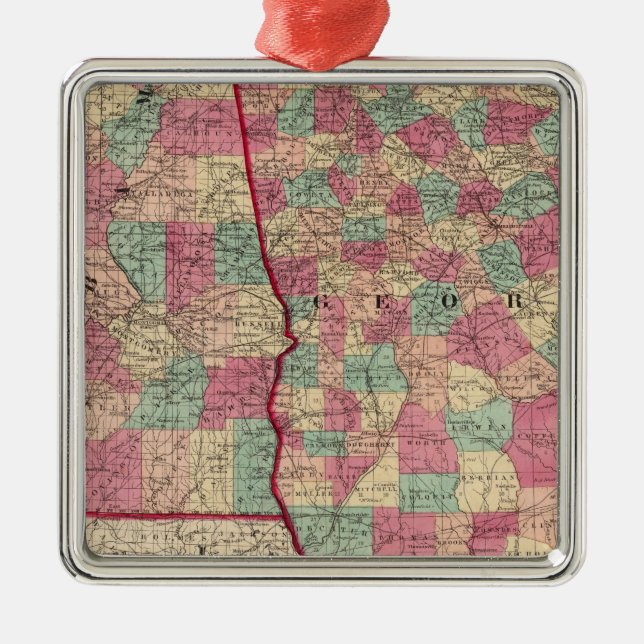 Georgien und Alabama Silbernes Ornament (Vorne)