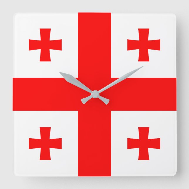 Georgienflagge Quadratische Wanduhr (Vorderseite)
