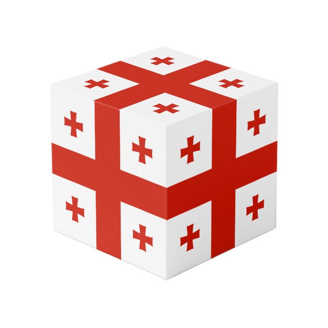 Georgienflagge Würfel (Vorderseite Schrägansicht)