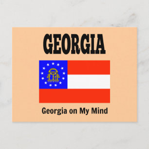 Georgiens Flagge und Slogan Postkarte
