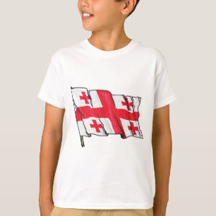 Georgiens wehende Flagge Rot und Weiß fünf Kreuze T-Shirt