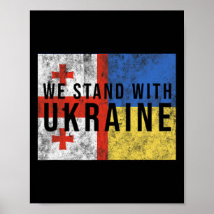 Georgisch-ukrainische Flagge Flagge - Befreundete Poster