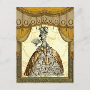 Georgische Dame mit Fächer - Gold Postkarte