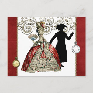 Georgische Dame mit Fächer und Gentleman - Rot Postkarte