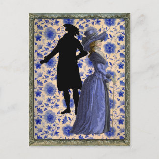 Georgische Dame mit Stock - Blau Postkarte