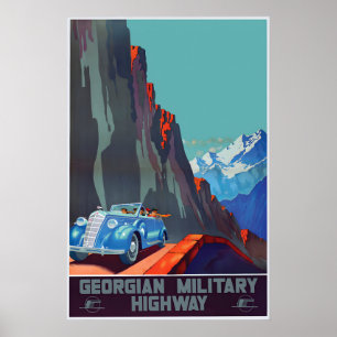 Georgische Militärstraße Reiseplakat Kaukasus Poster