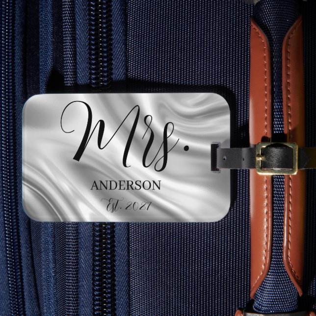 Gepäck Mrs Script Individueller Name Frischvermähl Gepäckanhänger (Vorderseite Insitu 4)