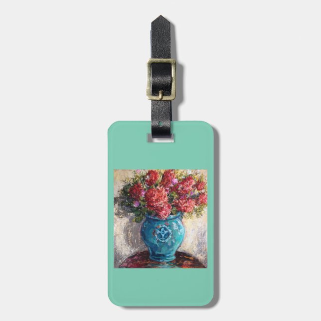 Gepäck- oder Geldbeutelumbau mit Blumenstrauß Gepäckanhänger (Vorderseite vertikal)