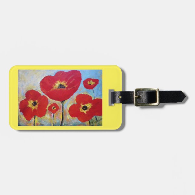 Gepäck- oder Geldbeutelumbau mit roten Mohnblumen Gepäckanhänger (Vorderseite horizontal)