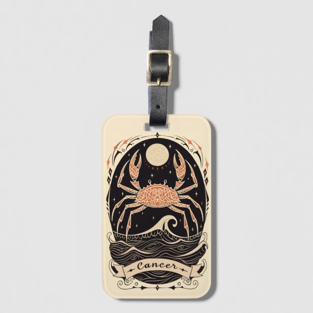 Gepäck Tag Cancer Celestial Zodiac Art Gepäckanhänger (Vorderseite Vertikal)