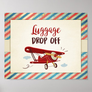 Gepäckabgabe Schild Flugzeug Geburtstag Baby Junge