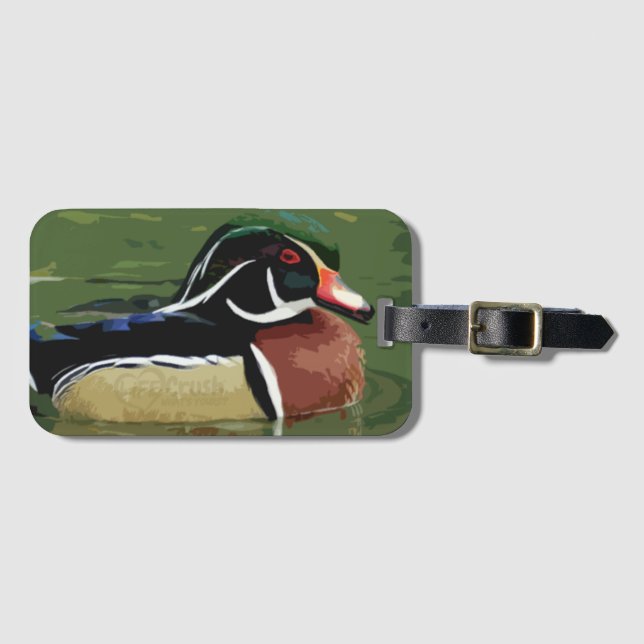 Gepäckanhänger für Enten, Holzente (Vorderseite (Horizontal))