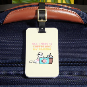 Gepäckanhänger für warme gelbe Katze und Kamera